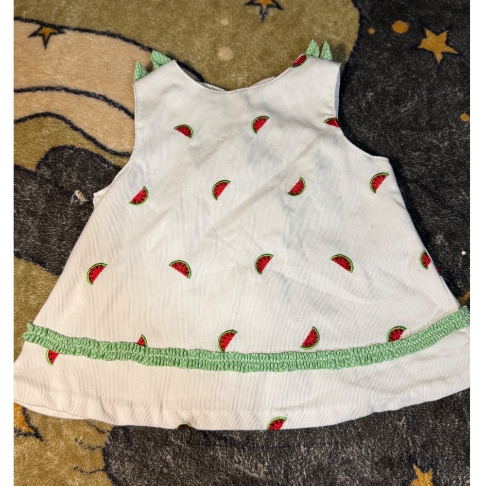 Little‎ Billy Vintage Watermelon Embroidered Corduroy Dress White 12 Months